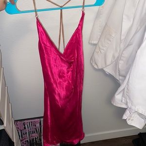 Hot pink satin dress